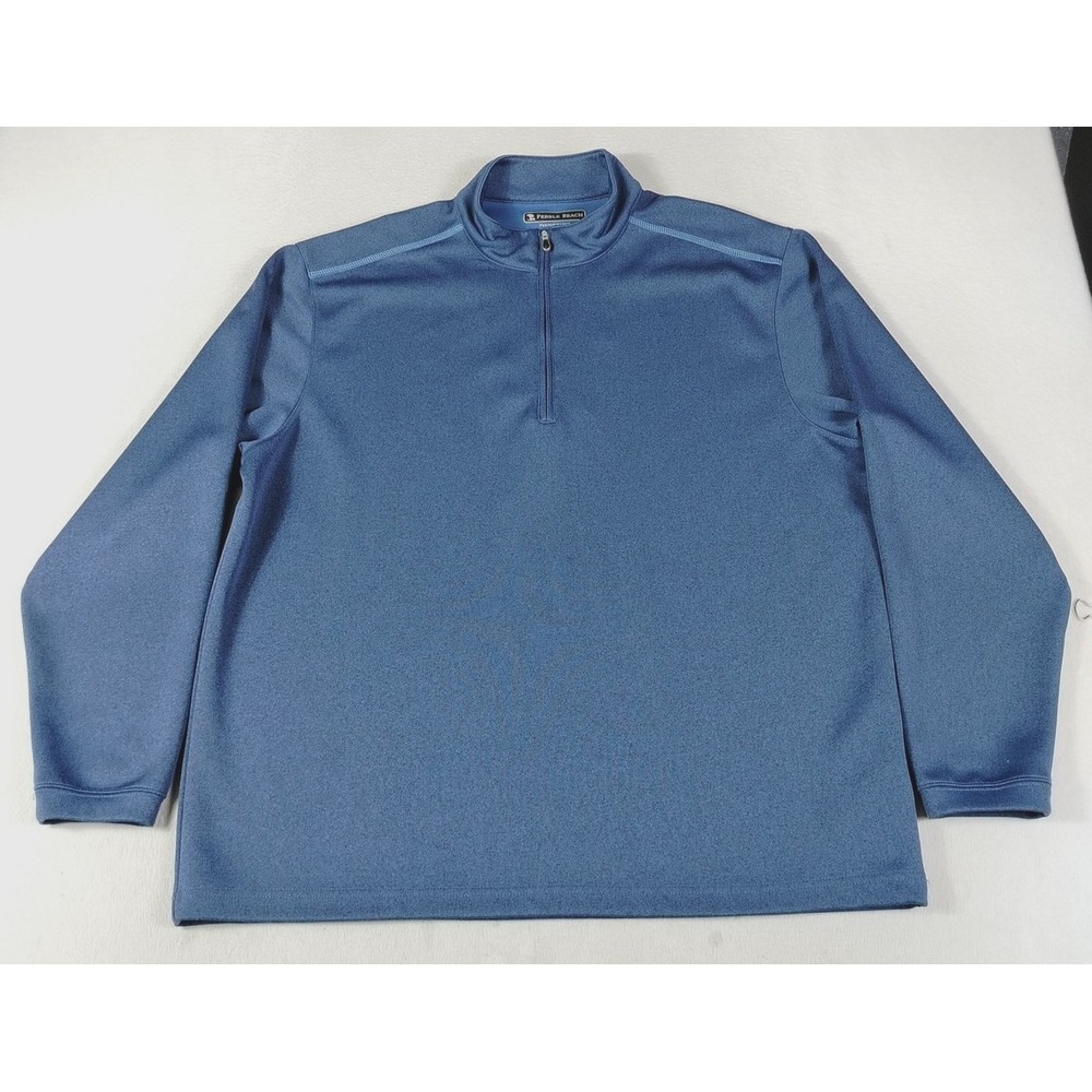 Pebble Beach Performance Pullover Mens XL Blue 1/4 Zip Fleece Golf Top Athletic